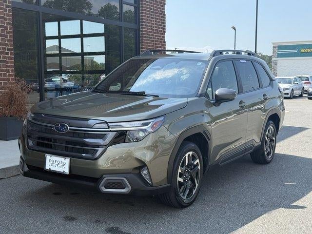 2025 Subaru Forester Limited in Autumn Green Metallic — front three-quarter view